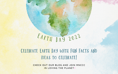 Earth day image with globe and message abou 